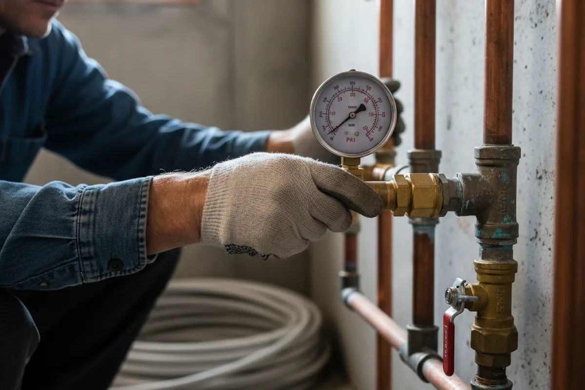 Pressure testing a repaired line during Water Line Repair in Overpeck